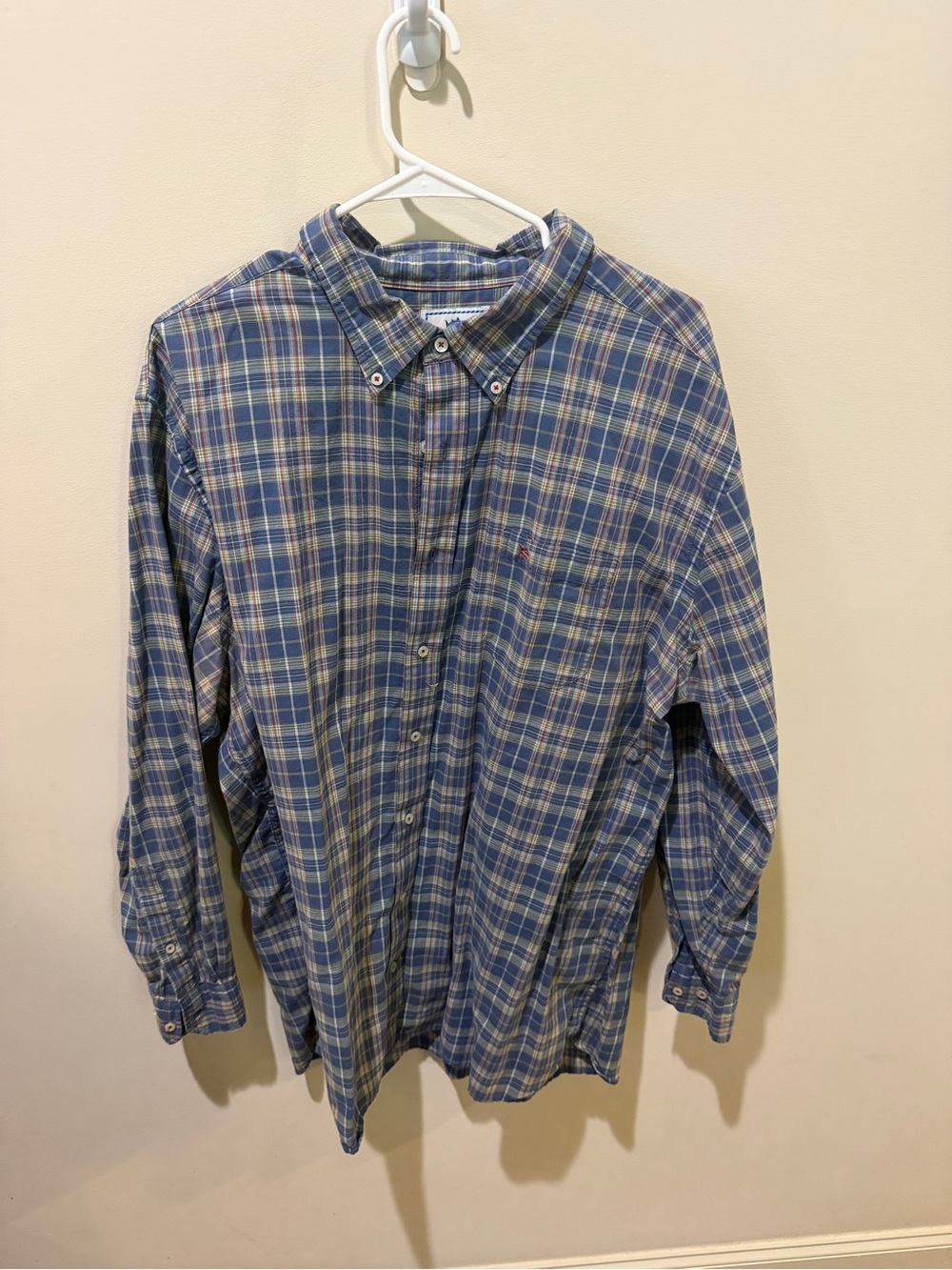 Southern Tide Blue and Cream Plaid Button-Down Shirt